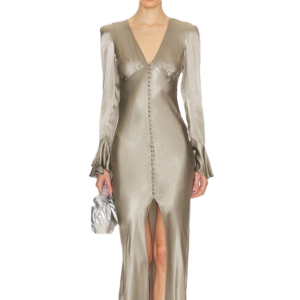 Shona Joy La Lune Frill Cuff Bias Dress Midi